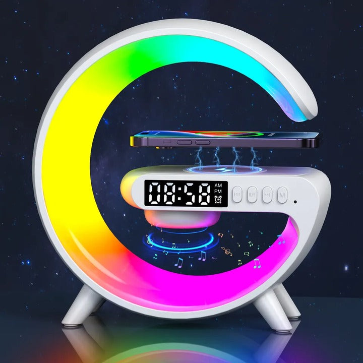 Smart G Shape Lamp – Wireless Charger with Built-in Speaker & Alarm Clock Smart G Shape Lamp – Wireless Charger with Built-in Speaker & Alarm Clock